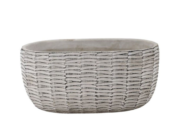 Slika Cement posuda oval 23x13xh11cm. Bijela