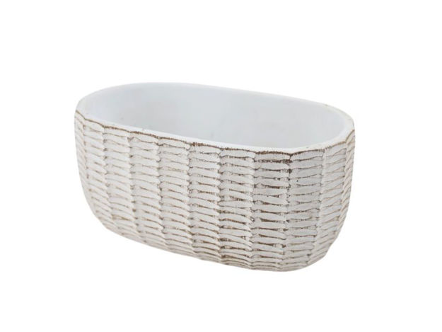 Slika Cement posuda oval 20x11xh10 cm bijela