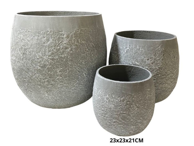 Slika Posuda fiber cement 23x23x21cm. Siva
