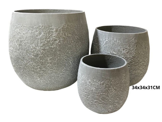 Slika Posuda fiber cement 34x34x31cm. Siva
