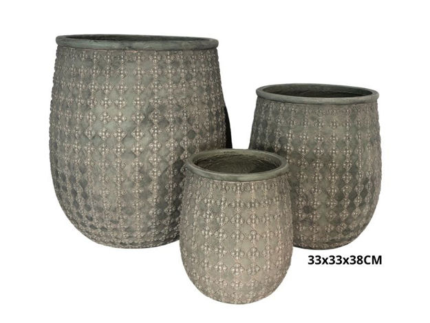 Slika Posuda fiber cement reljef 33x33x38cm.