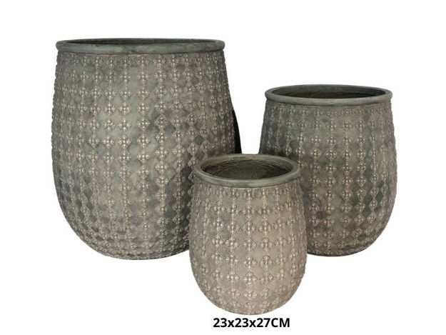 Slika Posuda fiber cement reljef 23x23x27cm.