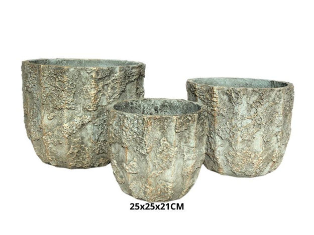 Slika Posuda fiber cement rebrasta 25x25x21cm. Sv.Siva/smeđa