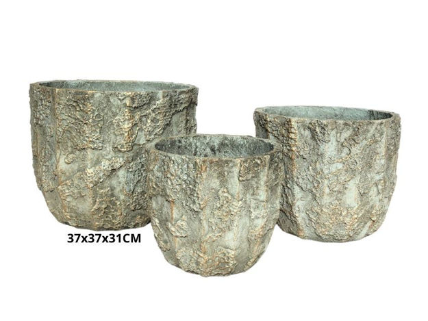 Slika Posuda fiber cement rebrasta 37x37x31cm. Sv.Siva/smeđa
