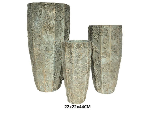 Slika Posuda fiber cement rebrasta 22x22x44cm. Sv.Siva/smeđa