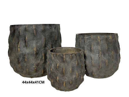 Slika Posuda fiber cement 44x44x41cm. Smeđa/zlatna