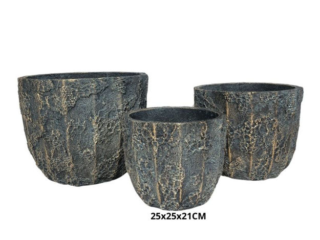 Slika Posuda fiber cement 25x25x21cm. Siva/zlatna