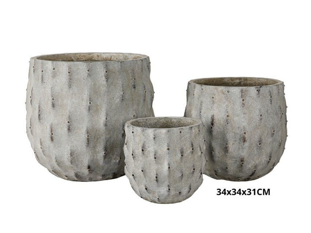 Slika Posuda fiber cement s uzorkom 34x34x31cm. Sv. Siva
