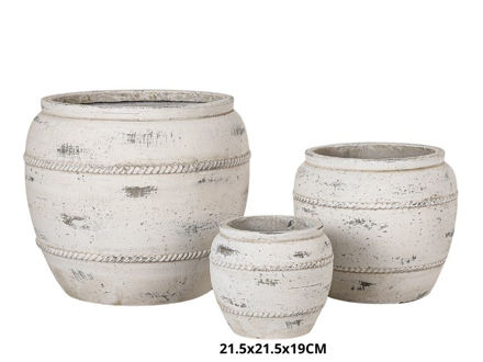 Slika Posuda fiber cement 21.5x21.5x19cm. Bijela/siva