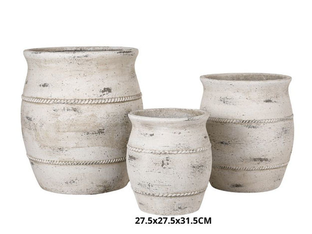 Slika Posuda fiber cement 27.5x27.5x31.5cm. Bijela/siva