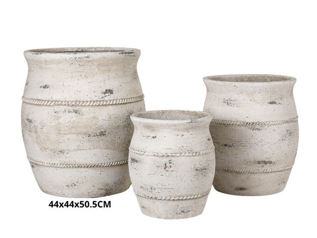 Slika Posuda fiber cement 44x44x50.5cm. Bijela/siva