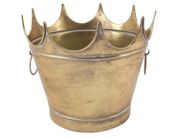 Slika Metalna posuda kruna 29x29x24.5cm.Cm. Zlatna
