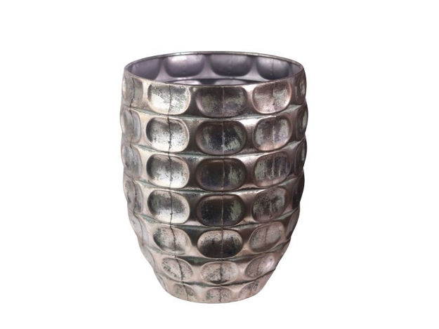 Slika Posuda metalna 36x36x40cm. Siva/zelena