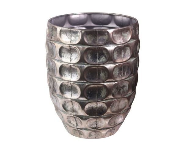 Slika Posuda metalna 31.5x31.5x38.5cm. Siva/zelena