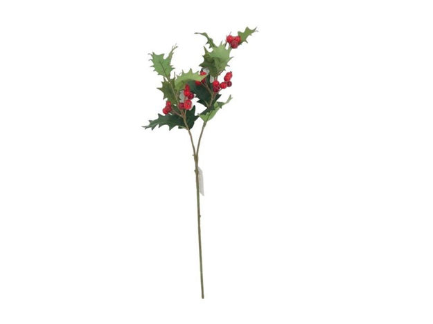 Slika Grana božikovine 61cm; zelena/crvena