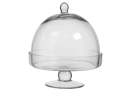 Slika Stalak staklo na nogu d25 h28cm; sa zvonom; transparent