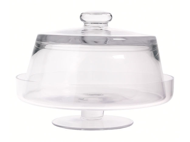 Slika Stalak staklo na nogu d27 h22cm; sa zvonom; transparent