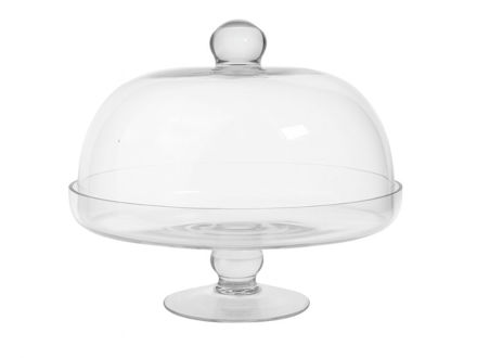 Slika Stalak staklo na nogu d30 h26cm; sa zvonom; transparent