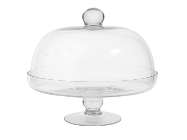 Slika Stalak staklo na nogu d30 h26cm; sa zvonom; transparent