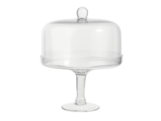 Slika Stalak staklo na nogu d30 h26cm; sa zvonom; transparent