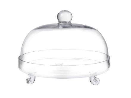Slika Stalak staklo na nogu d28 h23cm; sa zvonom; transparent