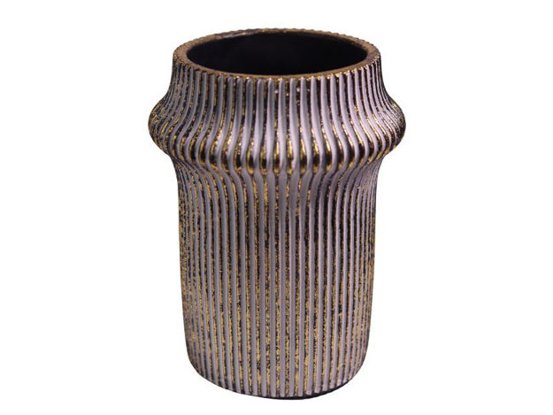 Slika Vaza cementna 14x14x18cm; crna/zlatna