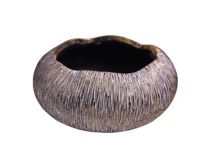 Slika Cement posuda dekorativna 18x18x9cm; crna/zlatna