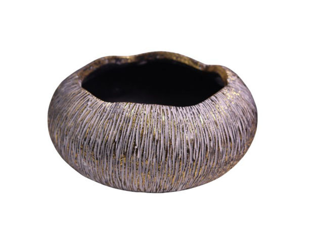 Slika Cement posuda dekorativna 18x18x9cm; crna/zlatna
