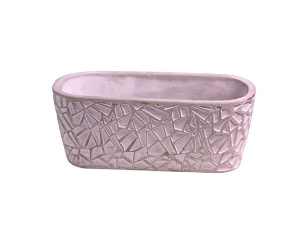 Slika Cement posuda ovalna s reljefom 20x9.5x8cm.