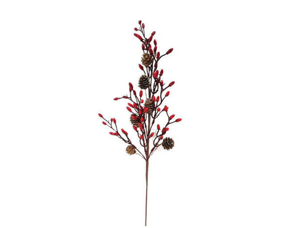Slika Grana berry s šiškama 60 cm; crvena