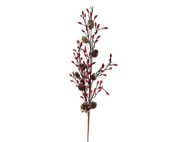 Slika Grana berry s šiškama 72 cm; crvena