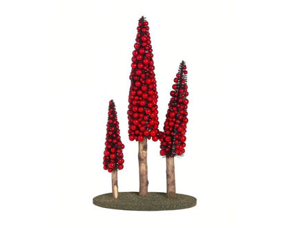 Slika Borovi dekorativni na staklu 48x25cm; crveni berry