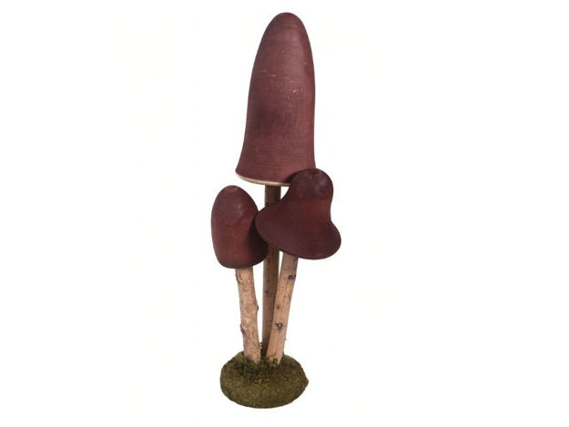 Slika Dekoracija gljive na staklu 35x13cm; drvo; bordo