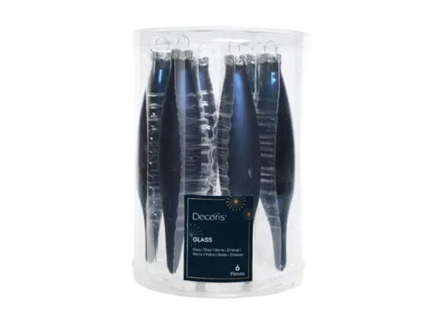 Slika Stakleni ukras siga d3 h15cm; s/6kom; t.Plava