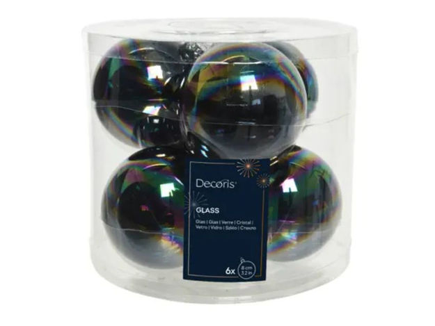 Slika Staklene kuglice d8cm;s/6kom; iris crna