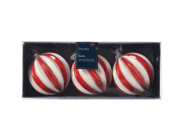 Slika Staklene kuglice d8cm;s/3kom; crvena/bijela