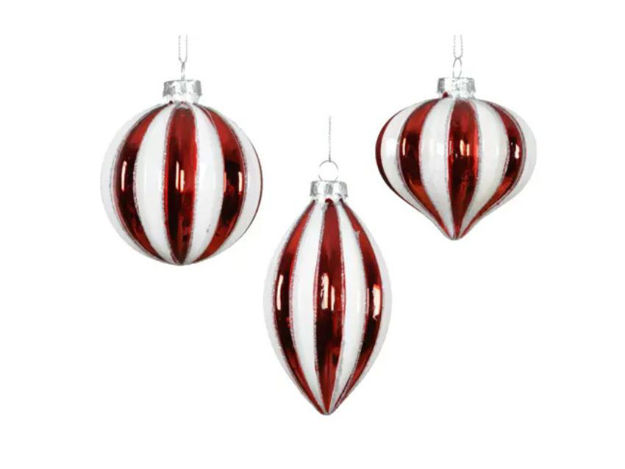 Slika Staklena kuglica d8cm; crvena/bijela