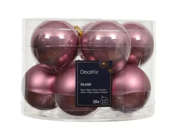 Slika Staklene kuglice d6cm; s/10kom; vintage roza