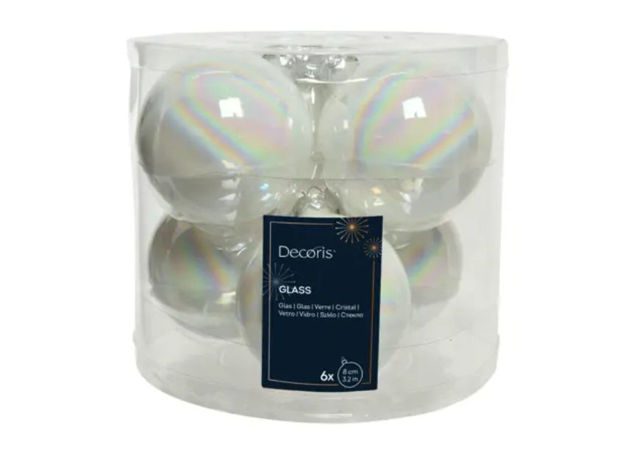 Slika Staklene kuglice d8cm; s/6kom; iris bijela