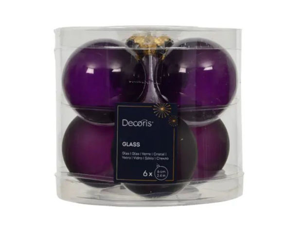 Slika Staklene kuglice d6cm; s/6kom; ljubičasta