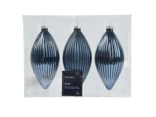 Slika Stakleni ukras d6 h13cm; s/3; t.Plava