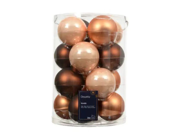 Slika Staklene kuglice d8cm; s/16kom; smeđa mix