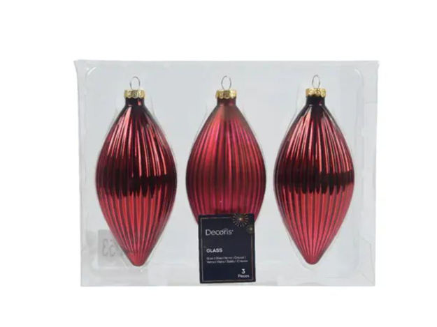 Slika Stakleni ukras d6 h13cm; s/3; crvena