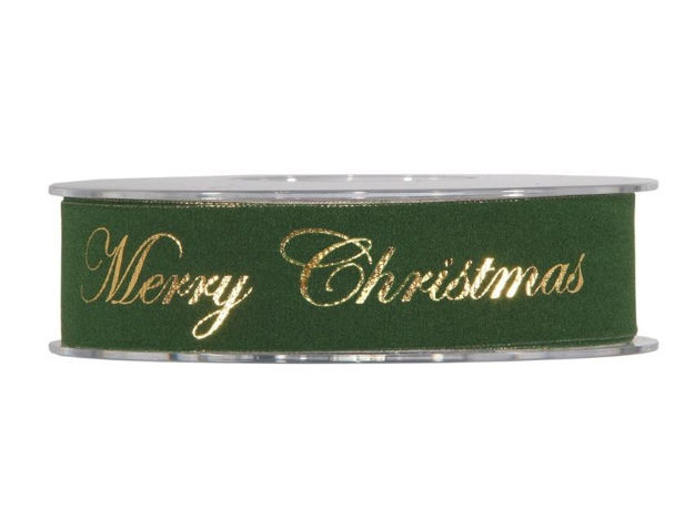 Slika Traka gold merry christmas 25mm x 10mt. T.Zelena 73