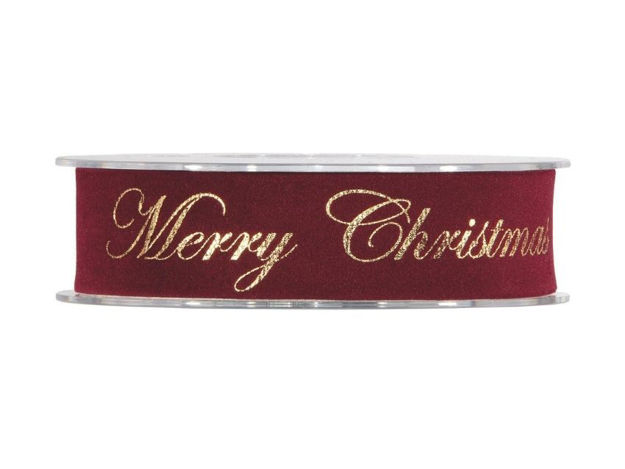 Slika Traka gold merry christmas 25mm x 10mt. Bordo 24