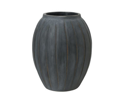 Slika Vaza keramička 22.5x22.5x28.5cm; rebrasta; antracit