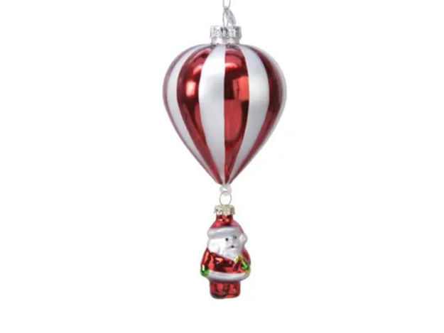 Slika Staklena ukras balon s djeda mrazom 7x15cm