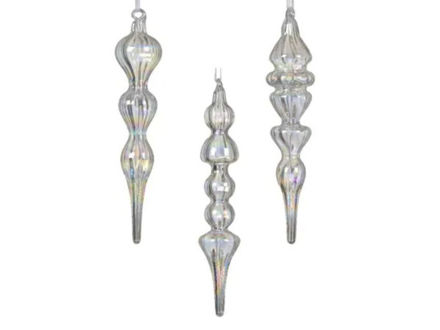 Slika Stakleni ukras 4 x h8cm. Transparent/iris