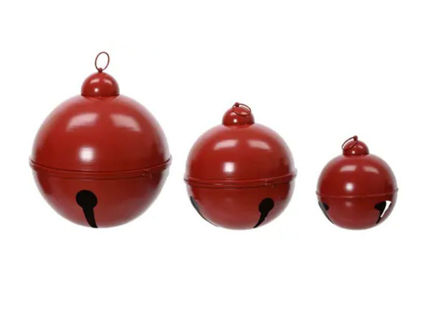 Slika Dekoracija zvono metal s/3 kom; crvena (52xh57.5)