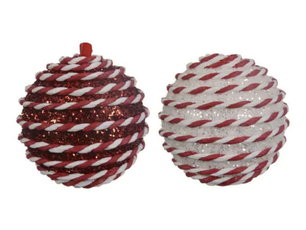 Slika Kuglica dekorativna d8cm; crvena/bijela